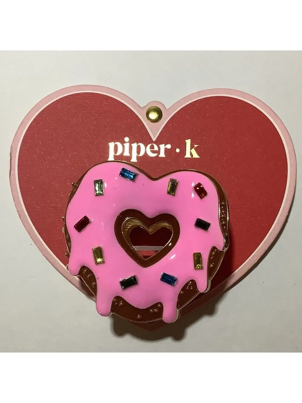 Piper K Heart Shaped Sprinkle Donut Hair Claw Clip New
